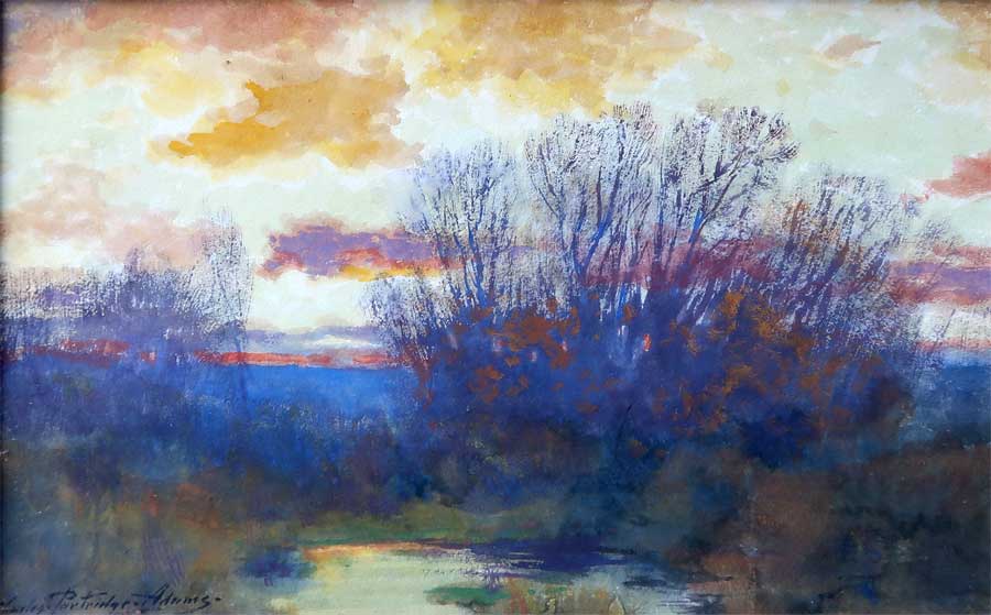 Framed water color by Charles Partridge Adams 1958-1942 Framed water color by Charles Partridge Adams 1958-1942
