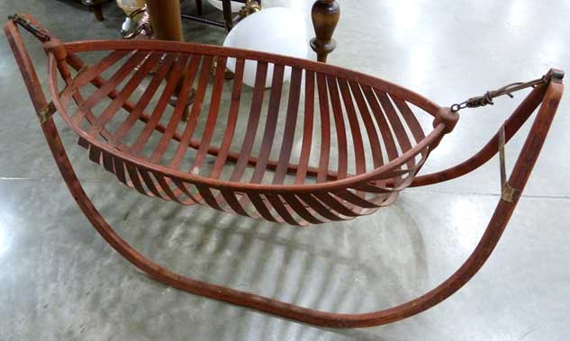  Early American Antique primitive portable folding cradle or Field Cradle 19th C